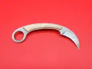 Pattern Damascus Custom Handmade Karambit Knife Camel Bone Handle A12