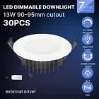 30PCS 13W LED Downlight 90mm Tri Colour CCT Dimmable CRI>83 IP44 1050lm SAA 120°