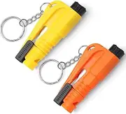 2PCS Car Window Breaker, 3 in 1 Survival Whistle, Seat Belt Cutter and Safety Hammer, Glass Breaker Emergency Keychain Car Essential Tool