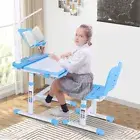 Kid Table and Chair Set With Lamp Kids Play Study Desk Adjustable Children study