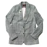 NWT J.Crew Boyfriend Blazer in Black White Plaid Italian Wool Jacket 14 $248