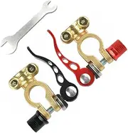 MUCKLILY 1 Set Car Battery Brass Pile Connector Clamp with Wrench Quick Disconnect Terminal for Secure Connection Easy Installation for Personal Professional Use