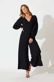 Yasmin Jumpsuit Full Length Sleeve in Black 8