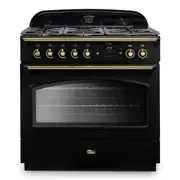 Falcon 90cm Dual Fuel Range Cooker - Black & Brass