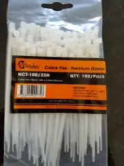 Cable Ties Zip Ties Nylon White (Clear) Cable Tie Pack of 100 PCS .