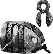 [YTYVAGT] Scrub Caps Women,Scrub Hats Suitable for Women,Bridge Cloudy New York City