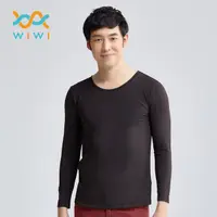 在飛比找蝦皮商城優惠-【WIWI】MIT溫灸刷毛圓領發熱衣(經典黑 男S-3XL)