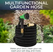 25 FT Expandable Garden Hose 3-Layer Latex No-Kink Flexible Water Hose