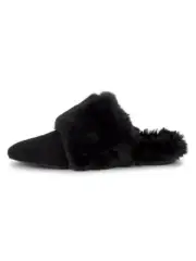 Stuart Weitzman $395 Edie Chill Faux Fur Trimmed Mule flat SIZE 5 NIB