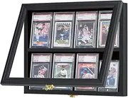 Verani Baseball Card Display Case - 8 Graded Sports Card Display Frame - Holds Sport Cards with UV Protection Clear View Lockable Wall Cabinet for Football Basketball Hockey Trading Card Small Black