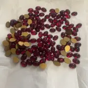 VTG Ruby Oval Cabochon Gold Foiled Flat Back Rhinestone 14 By 10 Mm Lot 15