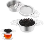 2Pcs Mesh Tea Strainer for Loose Tea Cup Strainers Fine Coffee Strainers with Bo