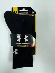 NEW Under Armour heatgear Youth Performance Socks, Black, Youth Large