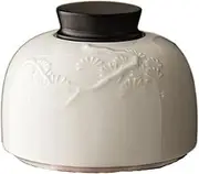 Decorative Embossed Pine Tree Ceramic Tea Canister Sealed Storage Jar Household Chinese White Porcelain Empty Jar Small Container