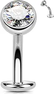 [OUFER] Titanium G23 Internal Belly Bar 14G Belly Button Bars 8/10/12 mm Belly Ring for Women Navel Ring Zirconia Cubic Body Piercing Jewellery