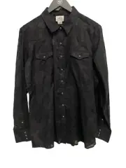 Ariat Snap Front Jacquard Western Shirt Women XL Black Semi Sheer Ranch Farm NEW