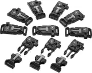 10pcs Emergency Whistle Buckle With Flint Scraper Fire Starter And Compass For Outdoor Camping