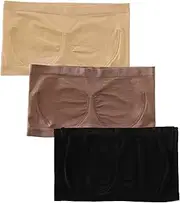 [Generic] Belly Skin Blouse for Girls 3 Pieces Sports Bras For Women Plus Size Strapless Bra Bandeau Padded Top Stretchy Yoga Fitness Bra Tube Top Ruched Strapless