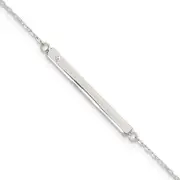Sterling Silver Polished Crystal Bar 9In Plus 1In Ext Anklet