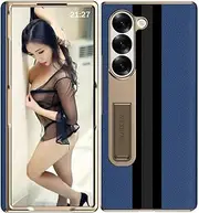 Leather Case for Samsung Galaxy Z Fold 6 Hinged Case for Samsung Z Fold6, Bracket, Mobile Phone Shell Support Frame
