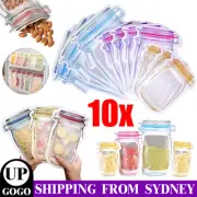 10x Mason Jar Zipper Pack Food Storage Bags PE Reusable Zip Bag Stand Pouch AU