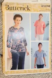 R10558 Butterick Sewing Pattern Women's Flared Sleeve Variable Cup Tunic Sz E5