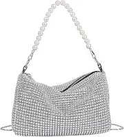[WANTUSHUI] Women's Clutches, Glitter Bag, Clutch Silver, Glitter Evening Bag, Clutch with Removable Chain, Elegant Bag Women, Crystal Clutches, Shoulder Bags for Wedding, Party, Evening, Banquet, Leisure, Date