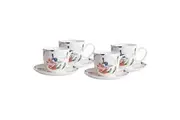 4pc Ashdene Blue Wren & Eucalyptus Fine Bone Drinking 230ml Cup Saucer Plate Set