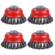3-Inch Twisted Knotted Wire Cup Brush Set for Angle Grinders, 4 Pack