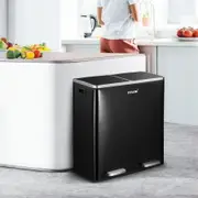Easy To Clean 60L Dual Compartment Kitchen Pedal Bin Good Sealing No Smell Quiet Soft Closing