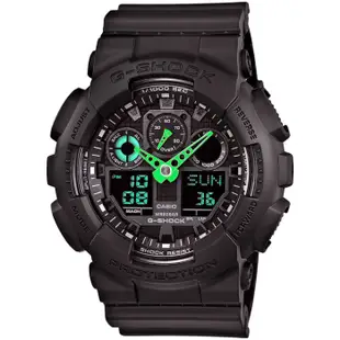 【紐約范特西】現貨 CASIO G-Shock GA-100C-1A3 手錶 消光 雙顯 潮流重裝錶 黑綠 指針