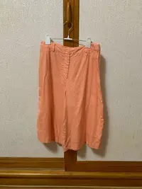 在飛比找Yahoo!奇摩拍賣優惠-KUDA淡橘色七分麻寬褲（L)