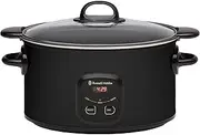 Russell Hobbs 6L Searing Slow Cooker, RHSC650BLK, Digital 3 Heat Settings and Timer, Dishwasher Safe Non-Stick Pot, Cooks 8 Servings, Serve Straight to Table - Matte Black