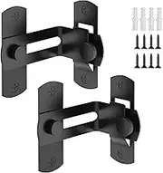 90 Degree Flip Barn Door Lock, Protect Privacy - Security Gate Latch, Hook Lock Latch for Barn, Garden, Bathroom, Outdoor, Garage, Window, Sliding Door（2 Black）
