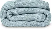 Linteum Textile Supply Leno Weave Ice Grey Blanket, Twin 100% Cotton, Lightweight, Warm, Extra-Fluffy, Premium and Durable Soft & Cozy Bed Blanket for Bed, Couch, Sofa Throw for All Season