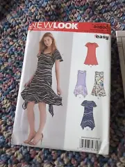 New Look S0800 - Dress Handkerchief Hem Sleeve Drop Waist Pattern 10-22 Uncut FF