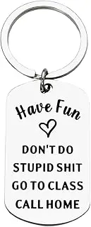 [Xiyantiji] Funny College Gifts for Girls Boys Dont Do Stupid Sh t Keychains Birthday First Day of School Gifts for Students Son Daughter Back to School Gift Keychain for College Girl