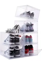 Shoe Storage Organizer Acrylic Clear Boxes Sneaker Stackable Display Magnetic