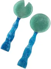 [Folkulture] Salad Tongs or Salad Servers for Serving (Aqua Teal, 12 Inch)