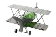 Red Barron Biplane Airplane Metal Wine Bottle Holder