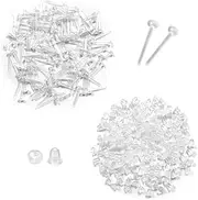 WELANE Clear Earring, 100PCS Plastic Cartilage Earring Posts for Men Women (Studs & Earplugs)