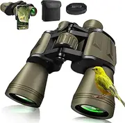 20x50 High Power Binoculars for Adults, HD Waterproof Binoculars with BAK4 Prism & FMC Lens,Portable Binocular Bird Watching Hunting Football Games Cruise with Carrying Bag,Strap,Phone Adapter-Green