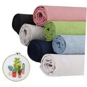 7 Pcs/Set Linen Cloth Needlework Fabric Solid Colour Cloth Combination 1