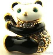 Black & White Enamel Panda Bear Tie Tack Hat Lapel Pin