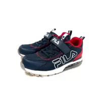 在飛比找momo購物網優惠-【FILA】FILA 運動鞋 慢跑鞋 魔鬼氈 深藍/紅 童鞋