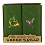 HUNTING PRINTED 2 PACK HANKYS HANDKERCHIEFS COTTON MENS Deer Pheasant Jagdmotiv