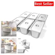Easy-Clean 6-Pack 1/3 Size Buffet Pans with Lids, 6 Inch Deep Restaurant Supply