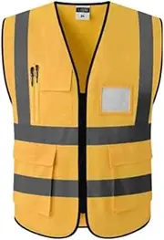 [KGVSLIXYT] Safety Vest High Vis, Construction Vest High Visibility Reflective and Breathable Workwear with Pockets and Zippers Construction Vest