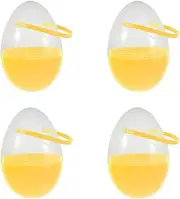 HOLIDYOYO 4pcs Large Plastic Easter Eggs 10-Inch Clear -Shaped Buckets with Handles, Fillable Easter Eggs For Easter Egg Hunt, Easter Hunt