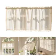 Tassels Embellished Short Tiers Window Curtain Valance for Basement Campers